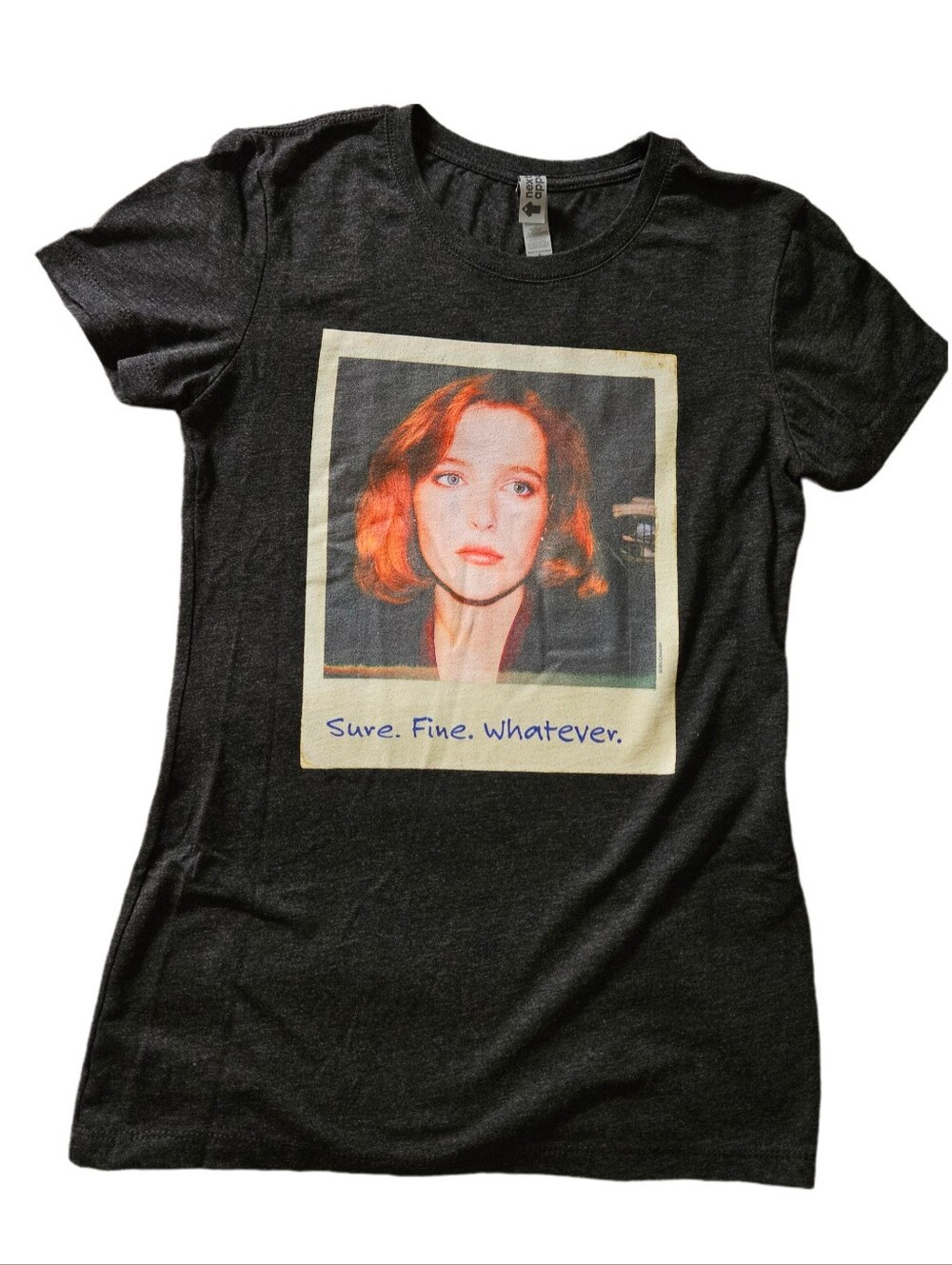 X-Files Scully Graphic Tee Dark Gray Short Sleeve 90s Polaroid Style Sm To Xs